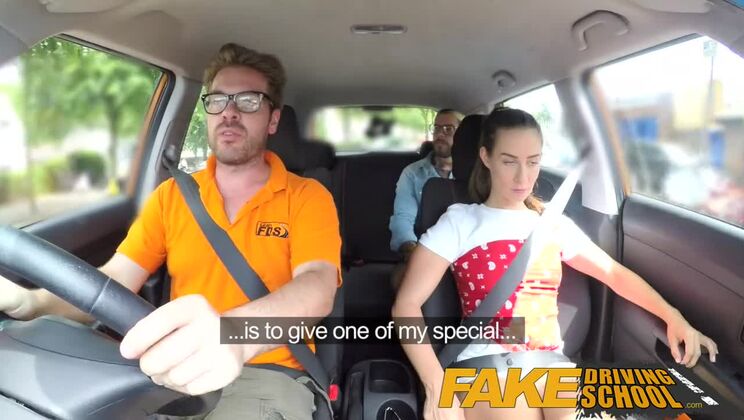 Fake Driving School Sexy horny learners secretly fuck in instructors car