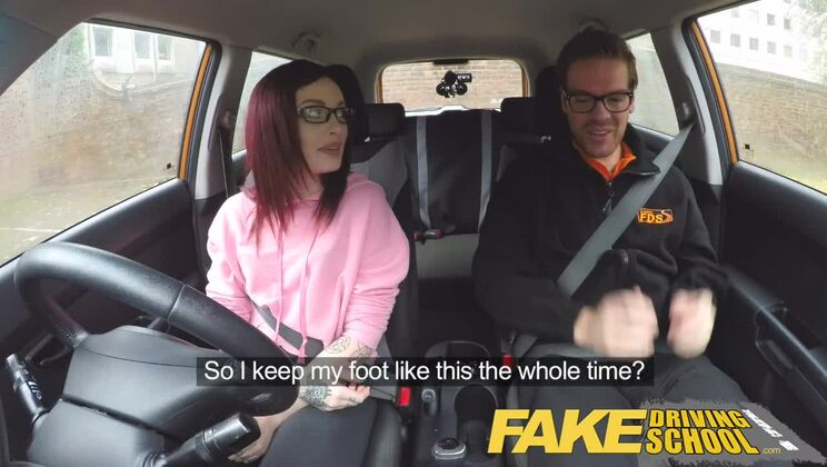 Fake Driving School American Teen Creampied by British Instructor