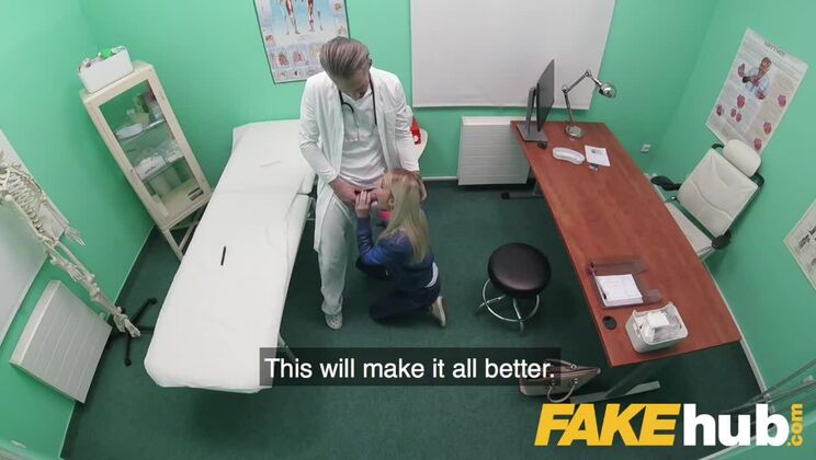 Fake Hospital Deepthroat and deep pussy fucking cures petite blonde Czech