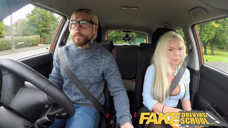 Fake Driving School Busty blonde Barbie Sins wants learners cum on test