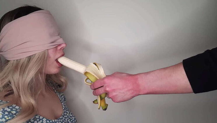 A Taste Test Trick: Best Friend Sofie Lund Blindfolded and Fooled into Cummy Blowjob