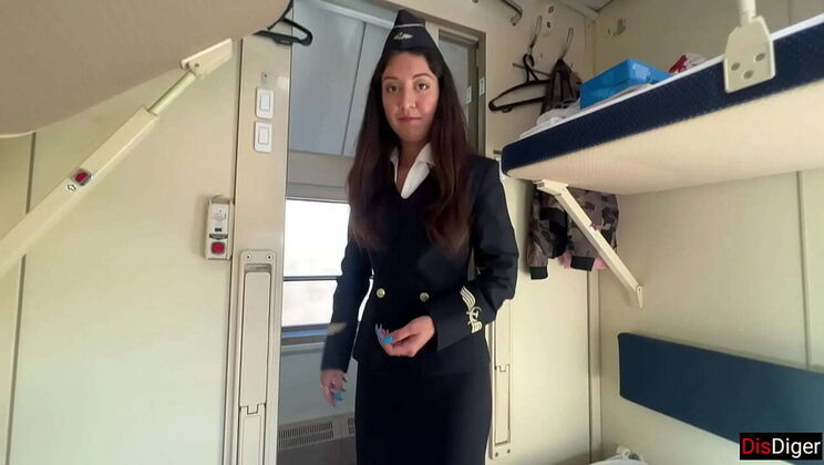 Fucking on the Train with a Hot Brunette