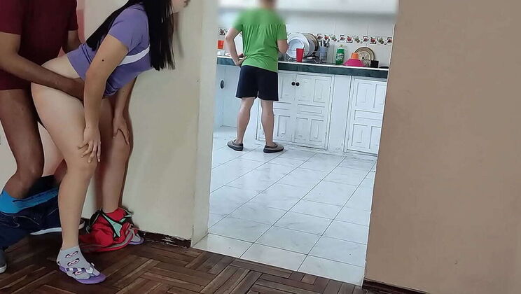 Hot Latina Wife Cheats on Cuckold Husband with Big Black Cock While He Cooks