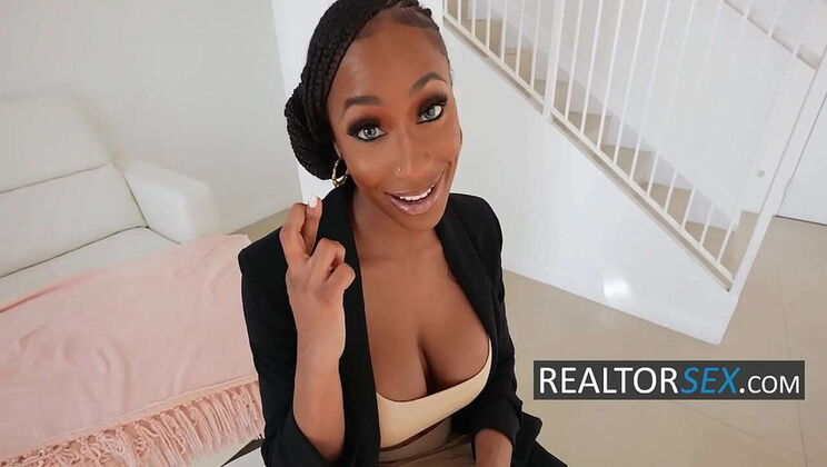 POV Realtor Fucks My Mate's Black Girlfriend - Sarai Minx Deep Throat & Doggystyle