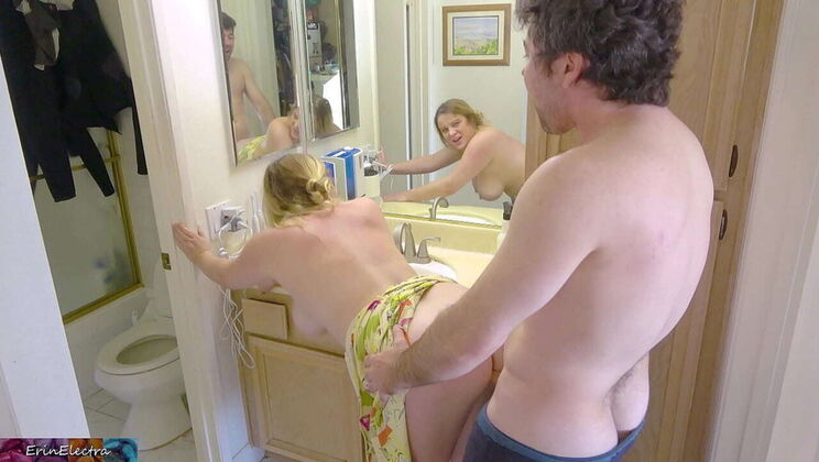 Stepmom Gets Surprise Fuck in Bathroom by Stepson with Big Cock