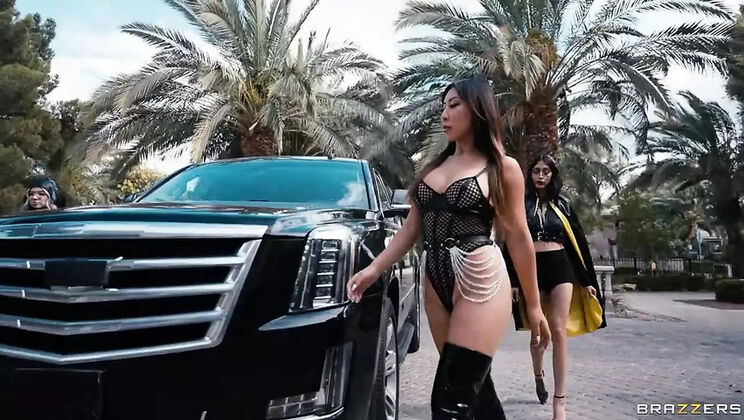 Angela White & Nicole Doshi Threesome Fuck with Big Tits and Big Cock