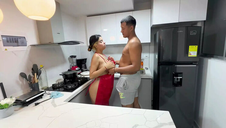 Step Sister in Apron Fucks Me Hard in the Kitchen - Big Ass Latina Teen