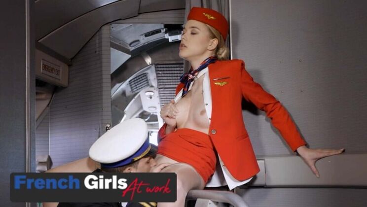Hot Blonde Stewardess Fucks Pilot in Plane - Anny Aurora & Cassie Del Isla