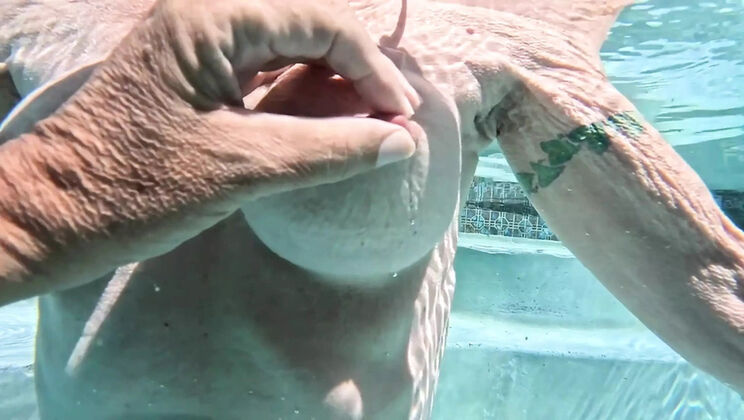 Hairy European Bikini Babe Fucks in Pool - Slow Mo Outdoor Shower & Underwater Shots