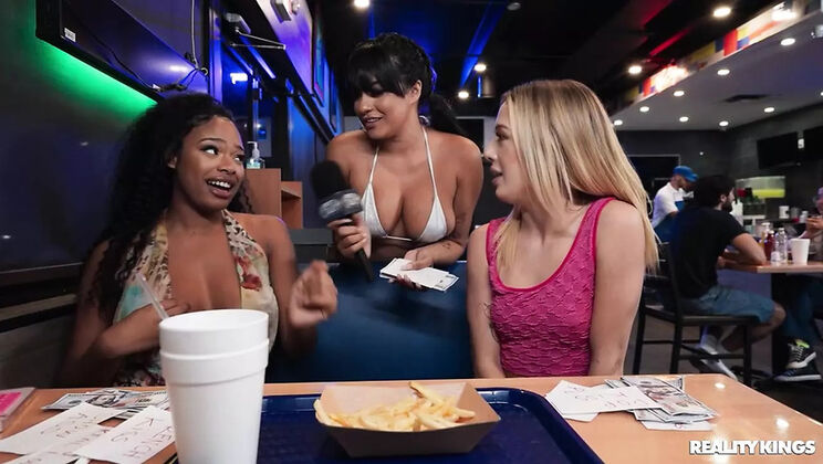 Big Tits Blonde & Brunette Threesome - Public Playtime with Reality Kings