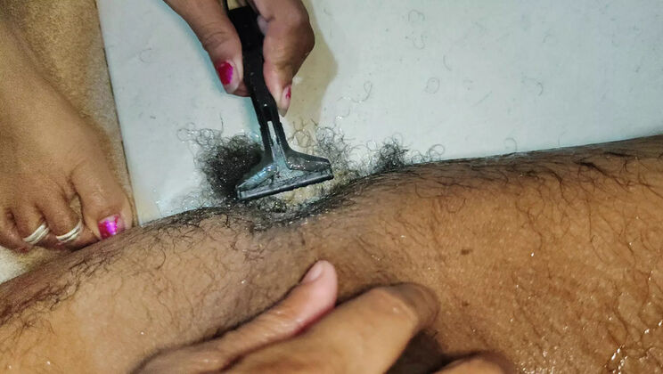 Desi Bhabhi Shaves My Cock and Jerks Me Off For First Time - Hot Indian Stepmom Action