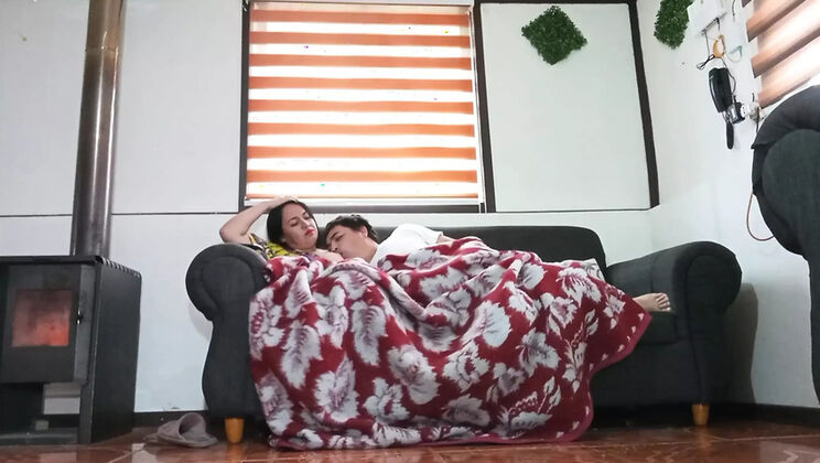 Stepmom Kelly Gets Horny Watching Movie - Fucks Step Son on Couch - BBW Hardcore Sex