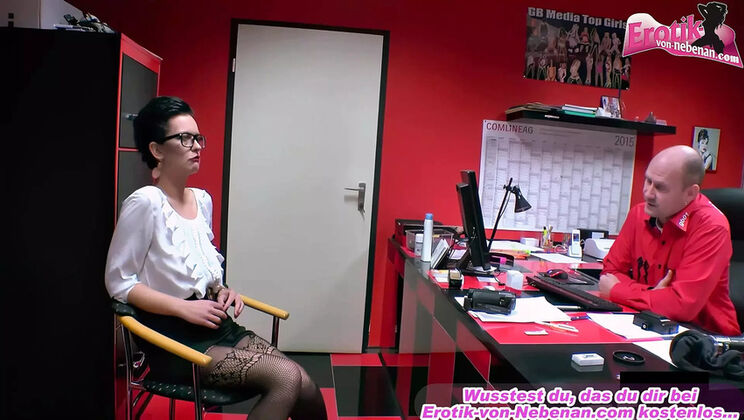 Horny German Secretary Gangbang Casting - First Time Office Sex