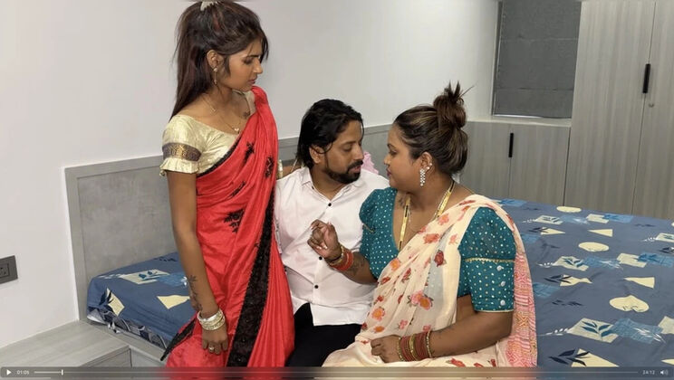 Stepmom Forces Stepdaughter Into Threesome - Hardcore Hindi Sex with Boyfriend