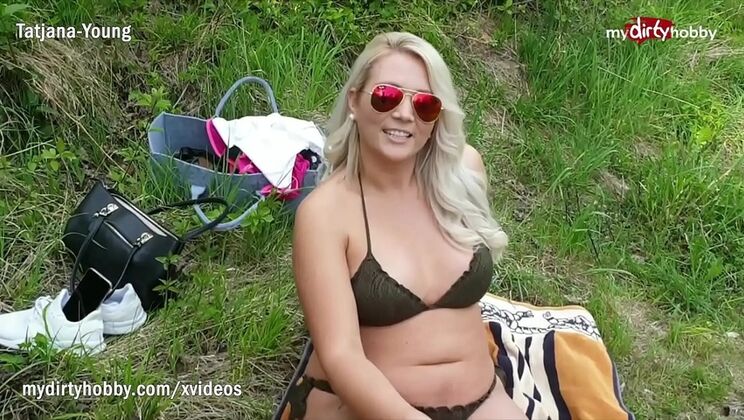 Busty German Blonde Tatjana Young Gives Outdoor Blowjob - Caught in Public!