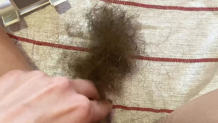 Hairy Pussy Haircut Close-Up - Cute Blonde MILF Trims Bush