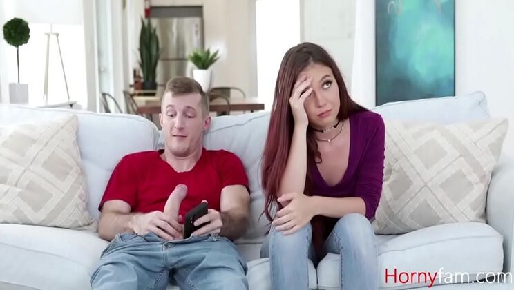 Hot Stepsister Ava Haze Teases Stepbrother With No Panties On