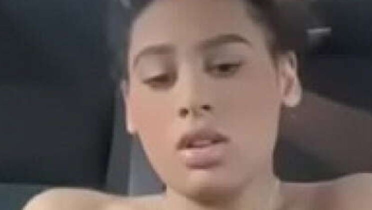 Hot Latina MILF Melani Fox plays with her toys in the car