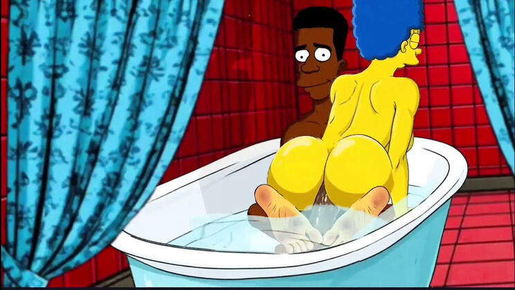 Marge Simpson Cartoon Parody - Horny Housewife Cheats While Cuckold Watches
