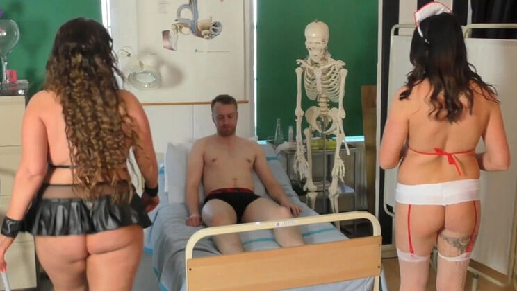 2 Sexy Nurses Give Special Blowjob Cure in Threesome Hardcore