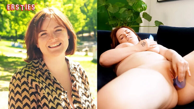 German Amateur Marie Solo Masturbation with Dildo - Big Natural Tits & Shaved Pussy