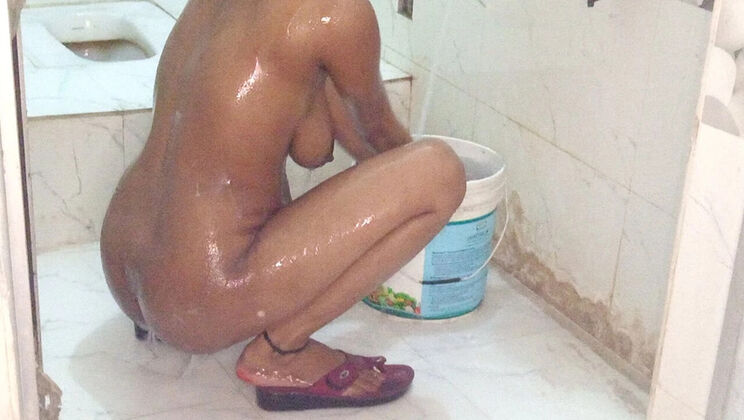 Indian Desi Bhabhi Nude Bathroom Body Wash with Hindi Dirty Talk