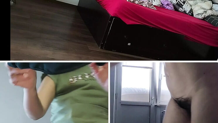 Horny Latina Wife Strips and Masturbates Moaning - Hairy Pussy, Big Tits, Big Ass