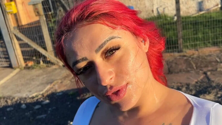 Redhead MILF Surprise Facial After Shower - Amateur Blowjob & Face Fuck