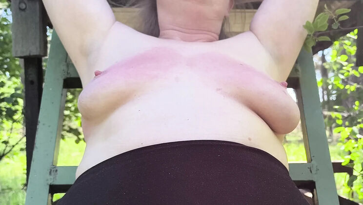 Bouncy Tits Outdoor BDSM: Public Spanking & Domination Session