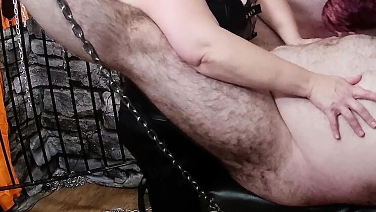 British BBW Mistress Wanks Cock in Latex Bubble Domination