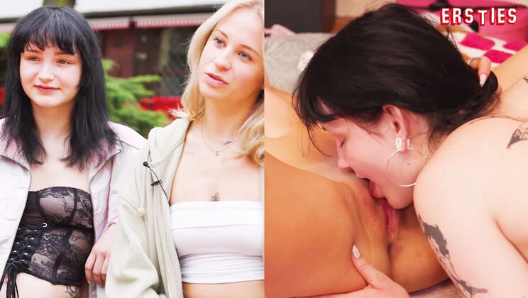 German Lesbian Amateurs Nina J and Lindsey Cruz Lick Pussy with Cream and Fruit Fingering