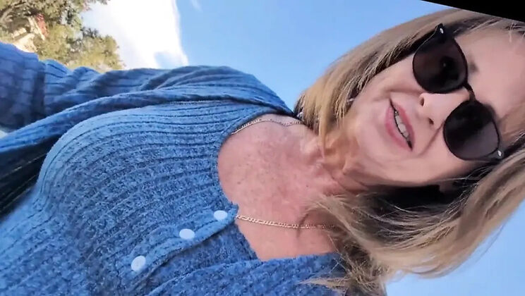 Blonde MILF Solo Masturbation with BBC Dildo in Dressing Room - Creamy Orgasm Outdoor