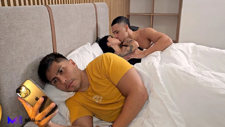 Secret Cuckold Wife Luna Vitaler Fucks Husband's Friend Max Betancur Next to Him - Rough Doggy Style & Blowjob