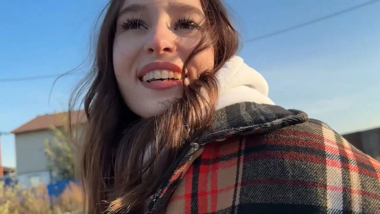 Skinny Teen Aften Opal Loses Strip Game and Gives POV Blowjob Outdoor