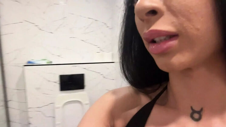 German Princess Caramella Del X Tramples Slave in Shower - Amateur Femdom Foot Fetish with Huge Tits