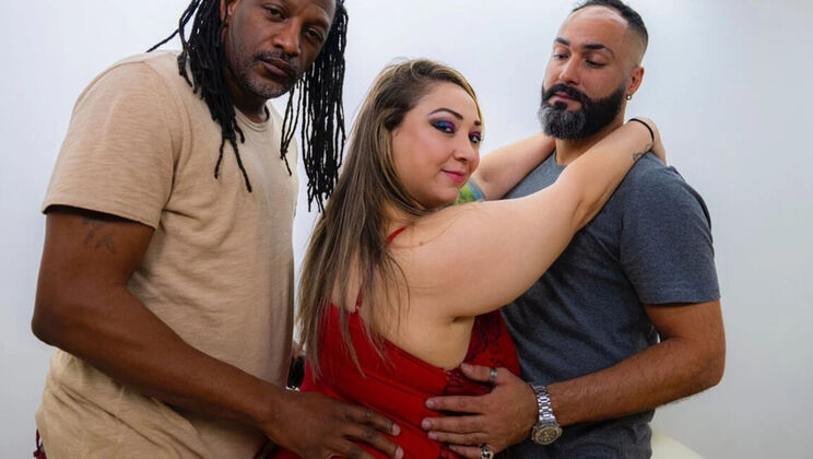 Amateur Latina BBW Wife Squirts Hard in Double Penetration Cuckold Scene