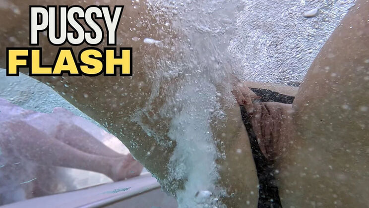 Amateur Teacher Miss Creamy Flashes Pussy at Public Pool & Gets Help Masturbating - Risky Outdoor Sex with People Nearby