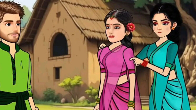 Busty Indian Girl Secret Affair - Cartoon Blowjob to Big Dick Boyfriend