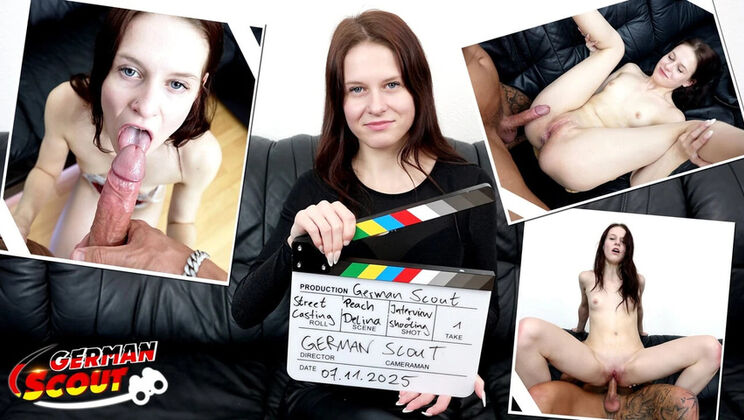 German Scout Picks Up Skinny Redhead Teen Peach Delina for First Casting Fuck - Hardcore 4K Sex