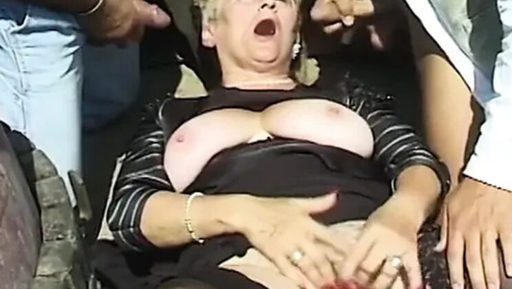 Granny Boss Gangbang Outdoor Fuck with Boys on Farm