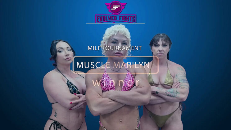 Lesbian Wrestling Threesome: Brandi Mae vs Ecko Belle vs Muscle Marilyn - Big Ass Blondes Nude Catfight & Strapon Sex