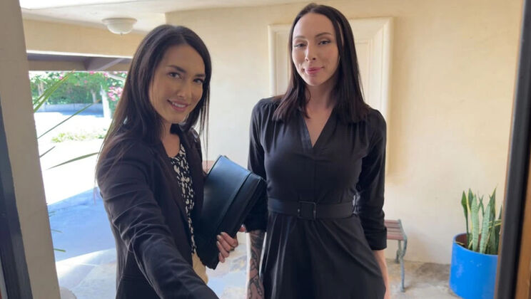 Two Hot Realtors Give Sloppy Double Blowjob & Threesome Fuck - Donnie Rock, Isabel Love, Indica Marie