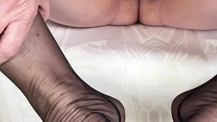 Hot British Granny in Lingerie & Stockings - Sandra's New Panties & Massive Tits