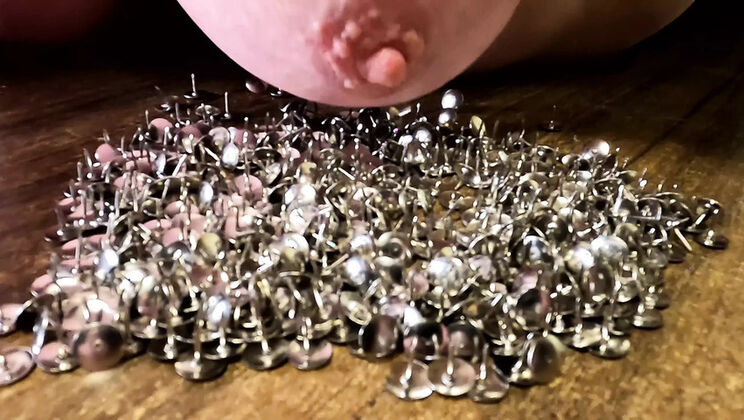 Big Tits MILF Punished with Thumbtacks on Her Huge Natural Breasts