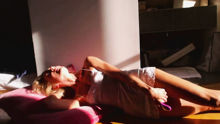 Skinny Belgian MILF Lolacam Masturbates in Nightie with Vibrator