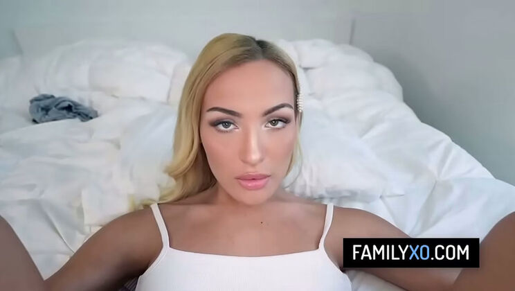 Stepdad Spanks Blonde Stepdaughter Mila Monet's Big Booty Then Fucks Her Hard