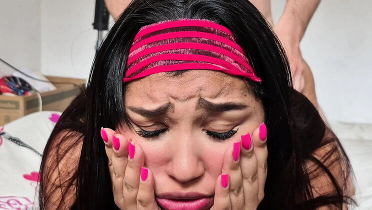 Brunette Neighbor Foreigner Takes All My Cock in Her Mouth - Big Tits Blowjob Amateur Teen