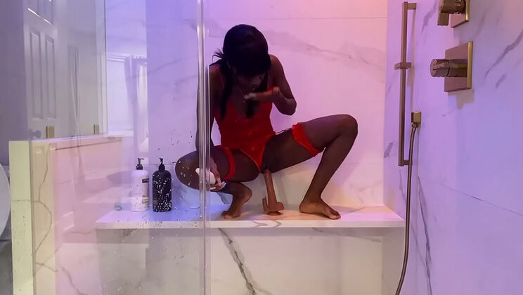 Majestynasty solo masturbation riding dildo with her tight wet pussy