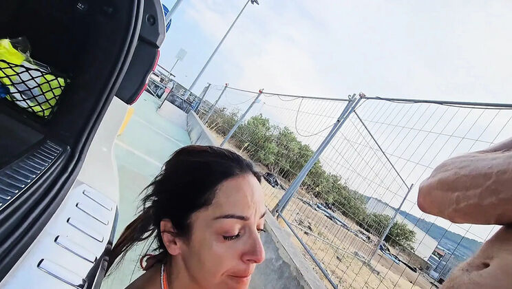 Supermarket Parking Lot Sex: Horny Driver Fucks Hot Wife in Car