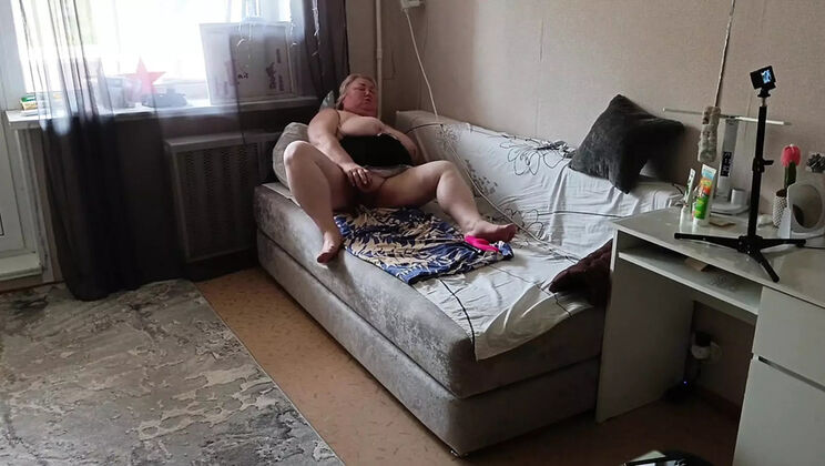 Big Pussy MILF Masturbates with Sex Toys - Insatiable Blonde Mother-in-law Solo